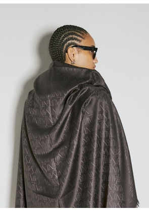 Saint Laurent Logo Jacquard Square Scarf - Woman Scarves Brown One Size