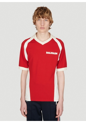 Balmain Retro Logo Print Polo Shirt - Man Polo Shirts Red L
