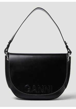 GANNI Banner Saddle Shoulder Bag - Woman Shoulder Bags Black One Size