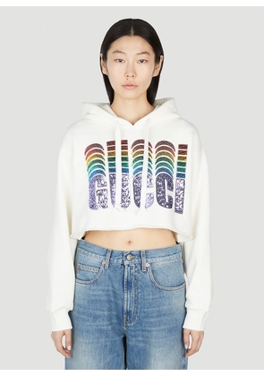 Gucci Logo Embellished Hooded Sweatshirt - Woman Sweatshirts White S