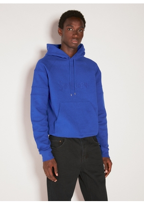 Saint Laurent Logo Embroidery Hooded Sweatshirt - Man Sweatshirts Blue Xs