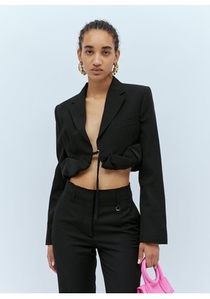 Jacquemus La Veste Croissant Crop Blazer - Woman Blazers Black Fr - 34