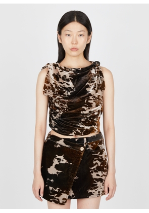 Acne Studios Cowl-neck Velvet Cow Print Top - Woman Tops Brown Fr - 34