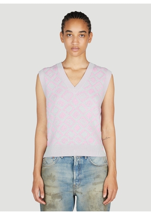 Acne Studios Diamond Jacquard Sleeveless Sweater - Woman Knitwear Lilac Xs