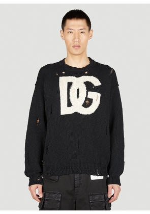Dolce & Gabbana Distressed Logo Sweater - Man Knitwear Black S