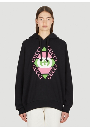 Gucci Logo Print Hooded Sweatshirt - Woman Sweatshirts Black Xs