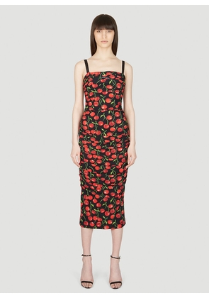 Dolce & Gabbana Cherry Midi Dress - Woman Dresses Black It - 40