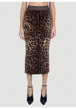 Dolce & Gabbana Leopard Print Midi Skirt - Woman Skirts Brown It - 42
