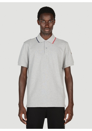 Moncler Logo Patch Polo Shirt - Man Polo Shirts Grey Xl