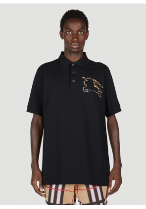 Burberry Check Ekd Cotton Piqué Polo Shirt - Man Polo Shirts Black Xl