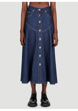 Kenzo Long Flared Denim Skirt - Woman Skirts Blue 28