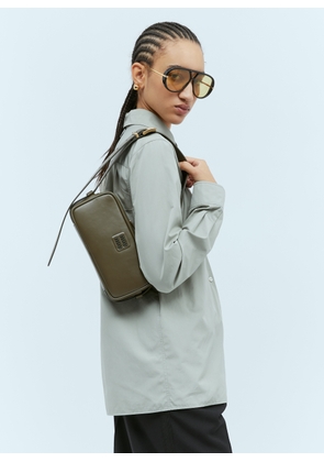 Miu Miu Logo Plaque Leather Shoulder Bag - Woman Shoulder Bags Green One Size