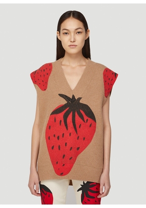 JW Anderson Supersized Strawberry Sweater - Woman Knitwear Brown Xs