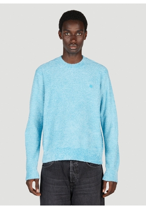 Acne Studios Face Patch Crewneck Sweater - Man Knitwear Blue Xl
