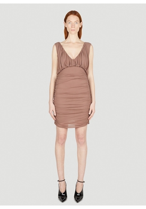 Saint Laurent Ruched Mini Dress - Woman Dresses Brown Fr - 38