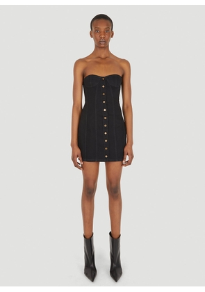 Saint Laurent Strapless Denim Mini Dress - Woman Dresses Black Fr - 38