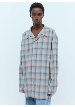 Maison Margiela Oversized Wool Check Shirt - Man Shirts Blue Eu - 50