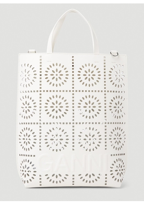 GANNI Banner Medium Tote Bag - Woman Tote Bags White One Size