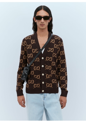 Gucci Gg Wool Jacquard Cardigan - Man Knitwear Black Xs
