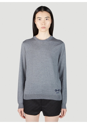 Gucci Horsebit Logo Sweater - Woman Knitwear Grey S