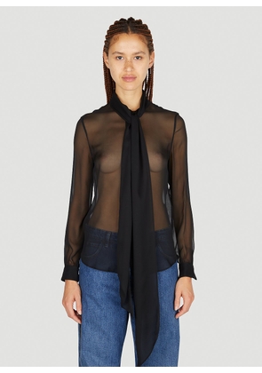 Saint Laurent Pussybow Shirt - Woman Shirts Black Fr - 38