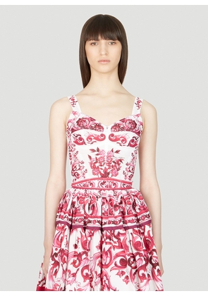 Dolce & Gabbana Majolica Print Bustier Top - Woman Tops White It - 42