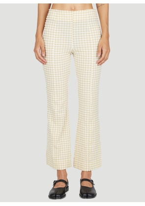 GANNI Cropped Stretch Seersucker Pants - Woman Pants Beige Eu - 36