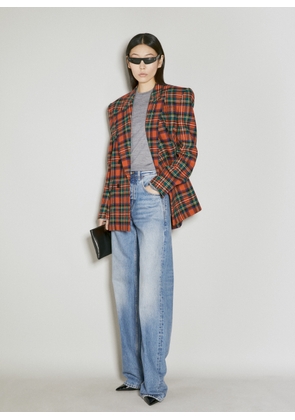 Saint Laurent Oversized Tartan Wool Blazer - Woman Blazers Red Fr - 34