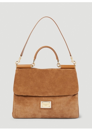 Dolce & Gabbana Sicily Suede Handbag - Woman Handbags Brown One Size