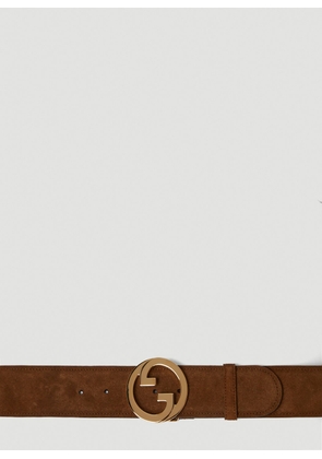 Gucci Gg Logo Plaque Blondie Belt - Woman Belts Brown 70