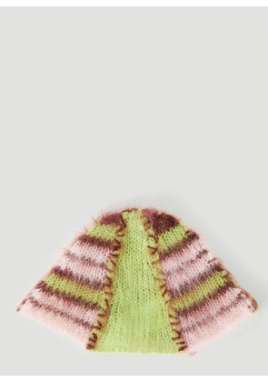 Marni Fuzzy Stripe Beanie Hat - Woman Hats Green S