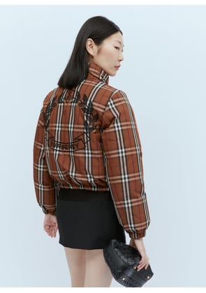 Burberry Check Down Puffer Jacket - Woman Jackets Brown L