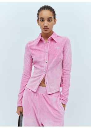 Diesel Logo Embossed Velvet Shirt - Woman Shirts Pink Xs