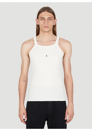 Saint Laurent Logo Embroidery Rib Tank Top - Man Tops Cream L