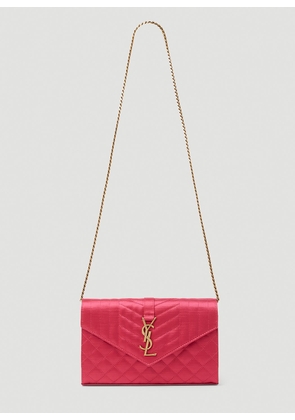 Saint Laurent Matelassé Envelope Chain Wallet - Woman Wallets & Cardholders Pink One Size