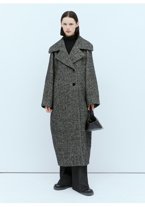 GANNI Herringbone Marled Coat - Woman Coats Grey Eu - 34