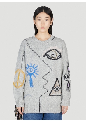 Stella McCartney Folklore Embroidery Sweater - Woman Knitwear Grey S