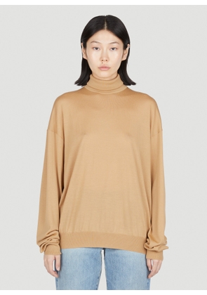 Saint Laurent Fine-knit Slouchy Rollneck Sweater - Woman Knitwear Beige M