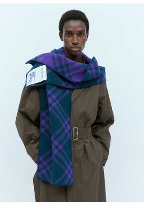Burberry Check Wool Hooded Scarf - Man Scarves Green One Size