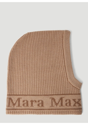 Max Mara Logo Jacquard Wool Balaclava - Woman Hats Camel One Size