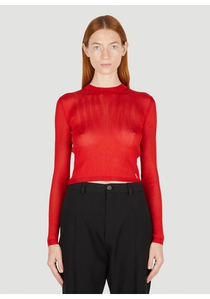 Saint Laurent Logo Plaque Knit Top - Woman Tops Red S