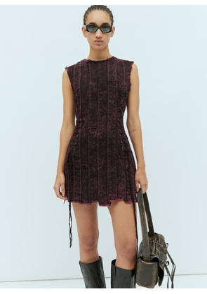 Acne Studios Denim Patchwork Mini Dress - Woman Dresses Burgundy Fr - 34