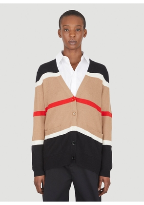 Burberry Phillipa  Icon Stripe Cardigan - Woman Knitwear Camel M