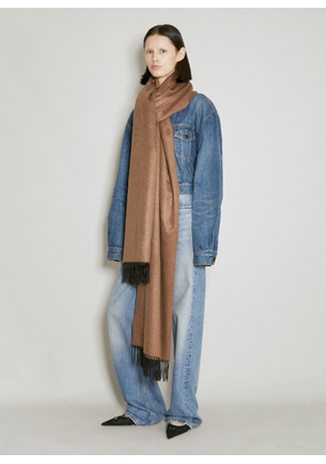 Saint Laurent Extra Large Scarf With Logo Plaque - Woman Scarves Brown One Size