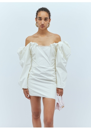 Jacquemus La Robe Taffeta Mini Dress - Woman Dresses Cream Fr - 34