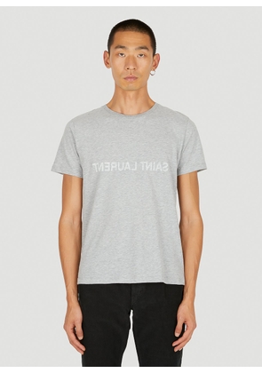 Saint Laurent Reverse Logo Print T-shirt - Man T-shirts Grey S