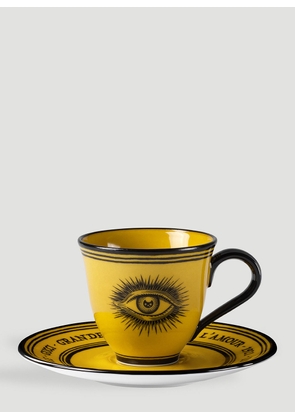 Gucci Set Of Two Star Eye Demitasse Cups With Saucers -  Tea & Coffee Yellow One Size