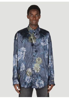 Acne Studios Crinkled Floral Shirt - Man Shirts Navy Eu - 52