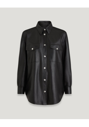 Belstaff Titanium Shirt Women's Nappa Leather Black / Indigo Denim Size XS