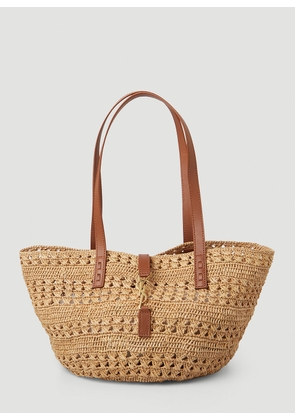 Saint Laurent Panier Raffia Tote Bag - Woman Tote Bags Beige One Size